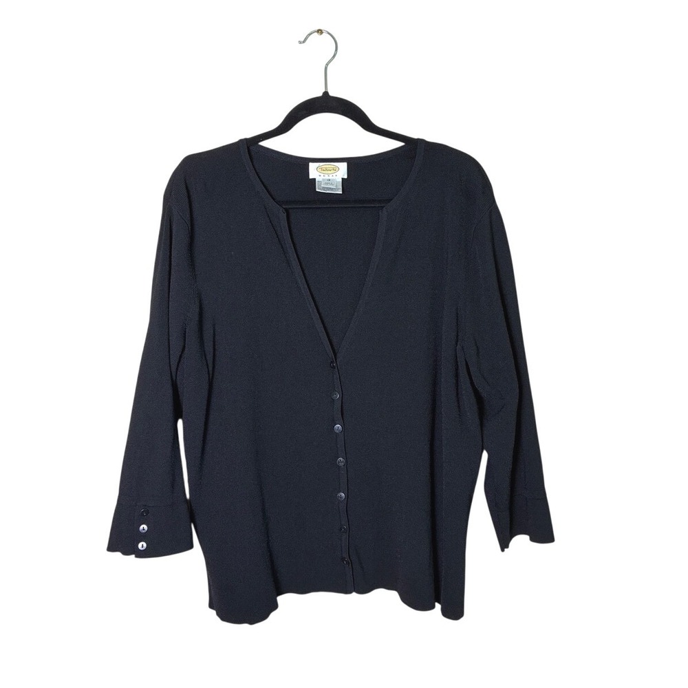 TALBOTS Woman 1X Black Button Up Cardigan Sweater Blazer Minimalist Office